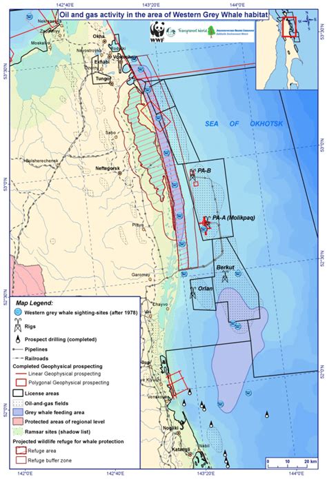 Map of Oil and Gas activity in the Western Gray Whale habitat | Download Scientific Diagram