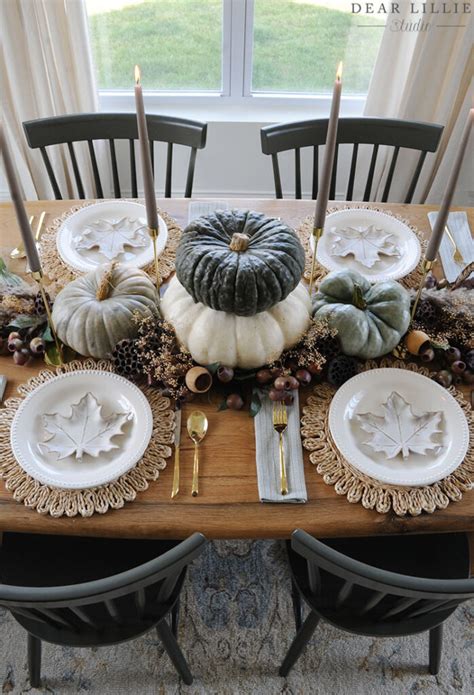 Thanksgiving Table Setting with Turkey Feathers and Natural Elements - Dear Lillie Studio