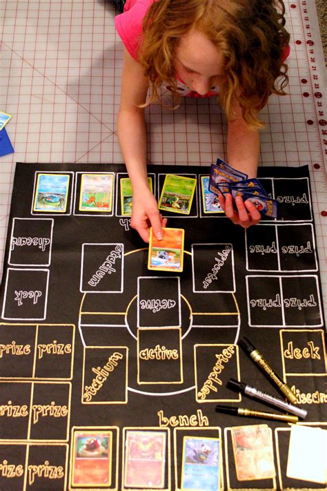 DIY Pokémon play mat created with Sakura Pentouch markers on vinyl. Pokemon Birthday Party ...