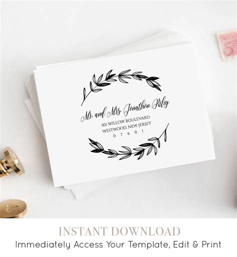 Rustic Wedding Calligraphy Envelope Template, Printable Addressing, Instant Download, Fully ...