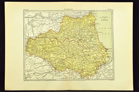 Antique Durham Map of Durham County England United Kingdom Bishop ...