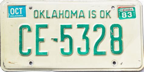 1983 Oklahoma #CE-5328 | Old Oklahoma License Plates