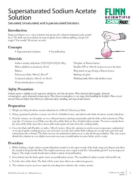 Supersaturated Sodium Acetate Solution | Flinn Scientific