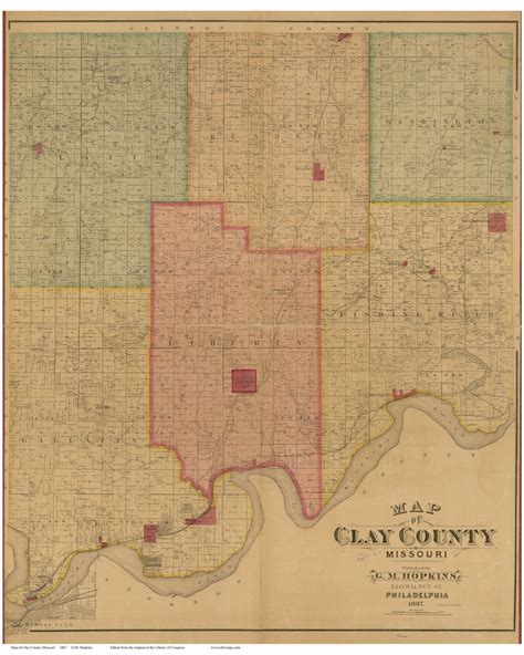 Clay County Missouri 1887 Old Wall Map with Landowner & | Etsy