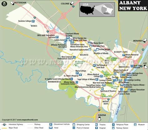 Albany Map, Albany New York Map, Capital of New York