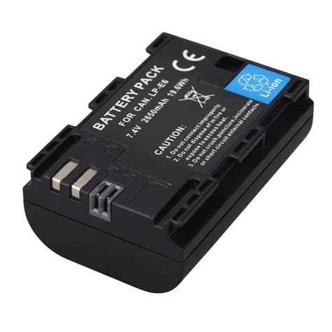 2650mAh 7.2V LP E6 Replacement Camera Battery For Canon EOS 5D Mark II ...