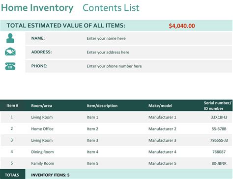 Free Home Inventory Spreadsheet Template For Excel - PRINTABLE TEMPLATES