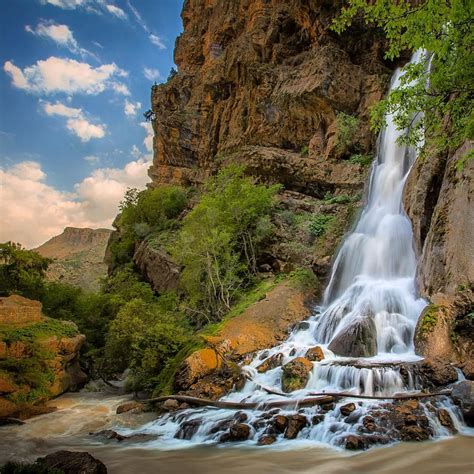 Ab Sefid waterfall, Aligoudarz, Lorestan Province, Iran (Persian: آبشار ...