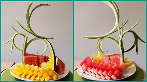 Fruit cutting skills. Fruit art! Watermelon cutting skills. - YouTube