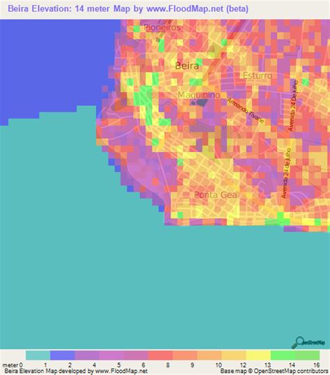 Elevation of Beira,Mozambique Elevation Map, Topography, Contour