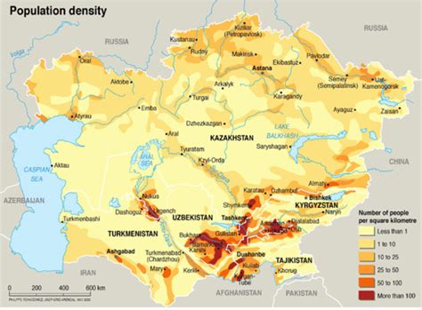 Population density, Central Asia | GRID-Arendal