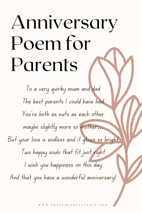 Short and Lovely Anniversary Poem for Parents | Anniversary poems, Happy anniversary parents ...