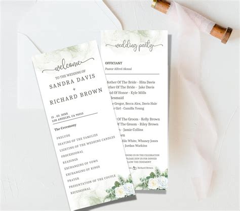 Custom Wedding Program Canva Template, Personalize Your Order of Events ...