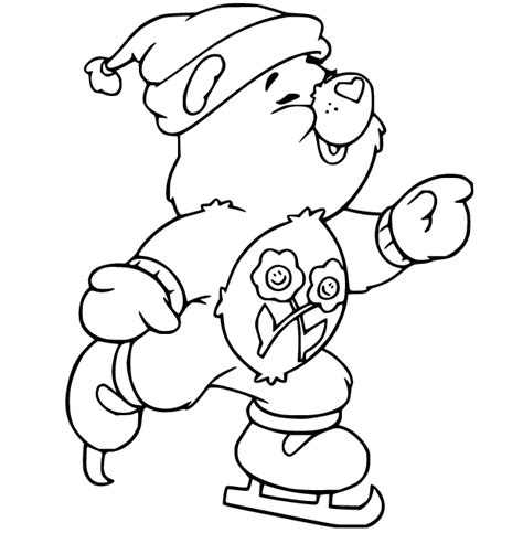 Friend Bear Skating Coloring Page - Free Printable Coloring Pages