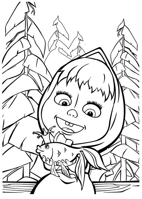 Masha and Bear coloring pages for kids printable free | Coloring pages | Pinterest | Bears, Free ...