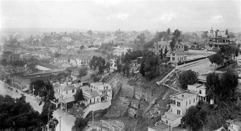 Circa 1900 panoramic view of Bunker Hill from the county courthouse. The Bradbury Mansion is ...