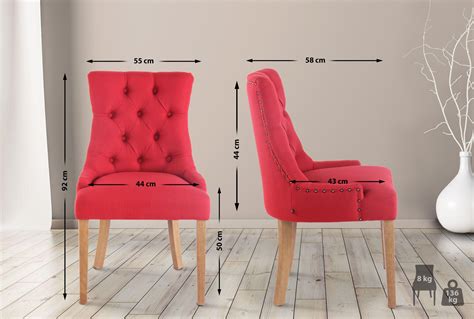 Chaise salle à manger - Tissu & Bois - Rouge - Aberdeen