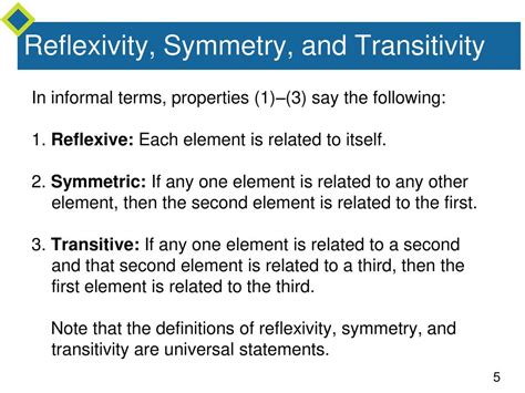 Reflexivity, Symmetry, and Transitivity - ppt download