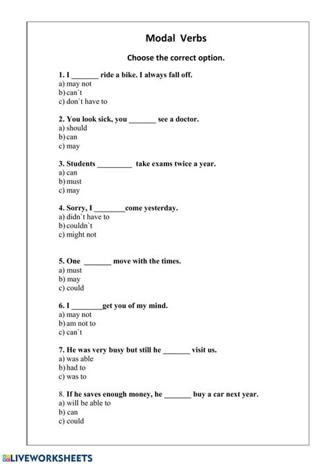 Modals 604133 | atharvasrivastava | Live Worksheets