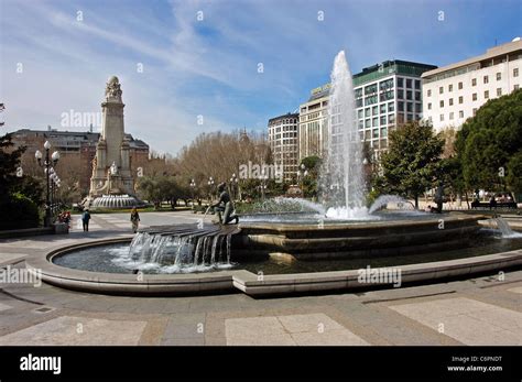 Fountain in the Plaza de Espana, Madrid, Spain, Western Europe Stock ...