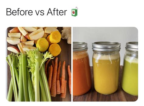 before and after homemade juiced veggies + fruits | Food, Delicious ...