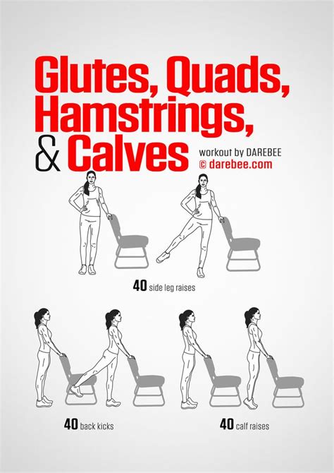 Glutes, Quads, Hamstrings & Calves Workout | Calf exercises, Workout at work, Office exercise