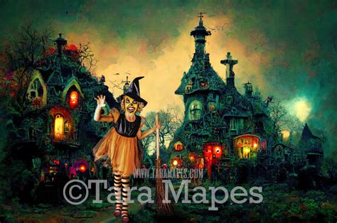 Halloween Digital Backdrop - Surreal Ghost House - Fun Haunted House ...