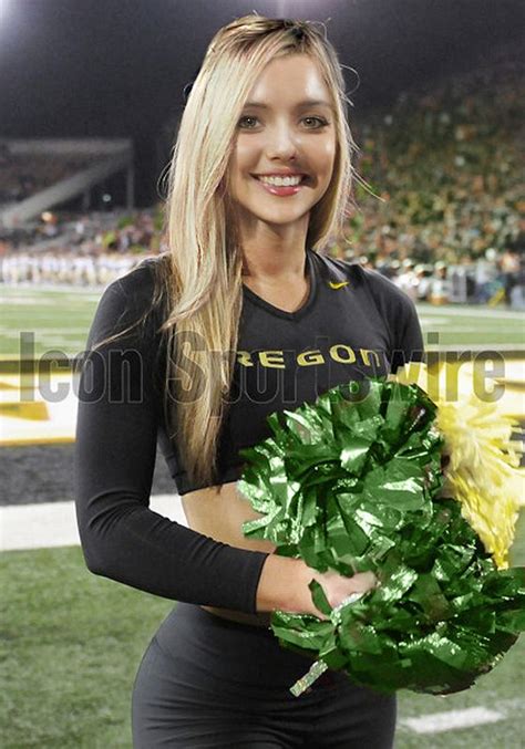 University of Oregon cheerleader Nikki H on the sideline half time performance at Corvallis ...