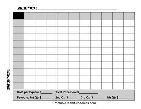 Football squares template, Superbowl squares, Football squares