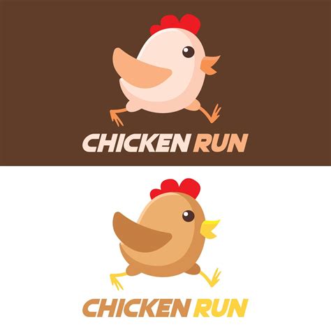 Modern vector design simple minimalist logo template of chicken run cartoon vector for brand ...