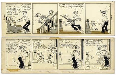 Lot Detail - 2 Chic Young Hand-Drawn ''Blondie'' Comic Strips From 1957 ...