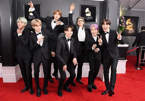 BTS Wears Custom Korean Tuxedos on the Grammys Red Carpet | Vogue