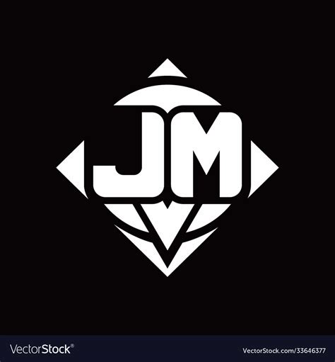 Jm logo monogram with circle shape and square Vector Image