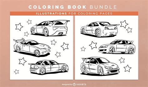 Sports Cars Coloring Book Design Pages Vector Download