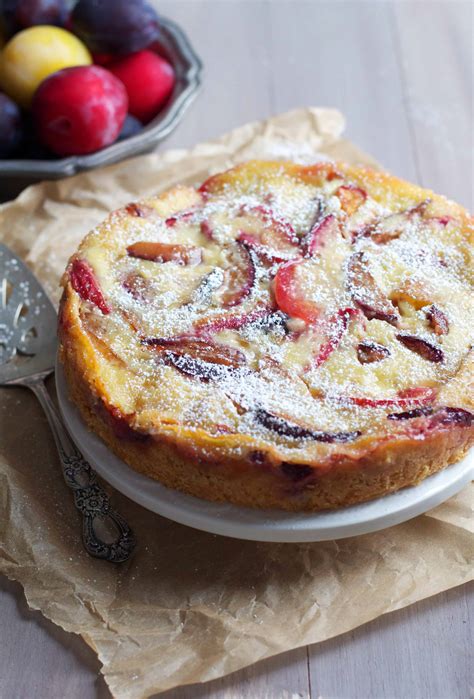 Spiced Plum Custard Cake - The Baker Chick