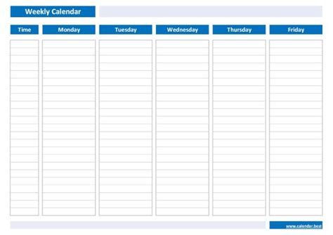 Weekly calendar, weekly schedule -Calendar.best