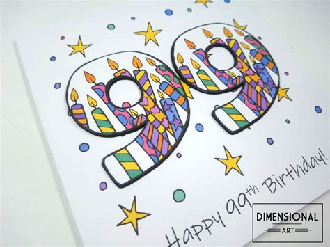 99th Number Candles Birthday Card – Dimensional Art