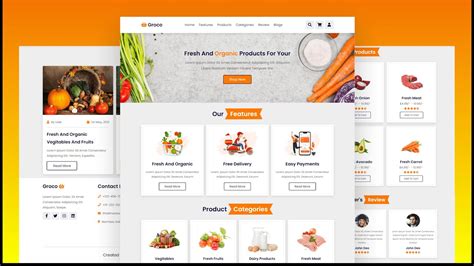 Create A Responsive Grocery Store Website Design Using HTML - CSS - JavaScript || Step By Step