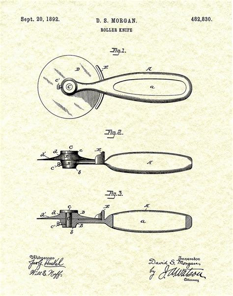 1892 Pizza Cutter Patent Print Pizza Shop Decor Pizza Lover | Etsy