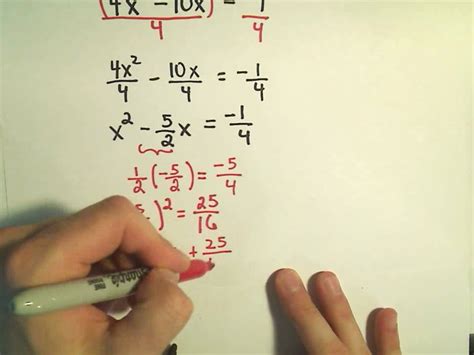 Completing the Square to Solve Quadratic Equations: More Examples - 4 - YouTube