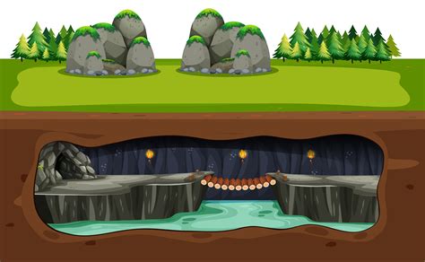 Underground Cave and Bridge 445754 Vector Art at Vecteezy