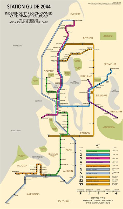 [OC] Sound Transit Complete System Map by 2044 : r/Seattle