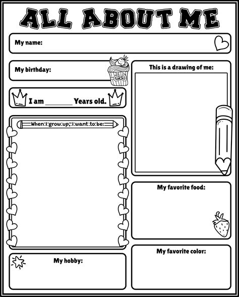 Free Printable About Me Worksheets - PRINTABLE TEMPLATES