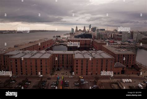 View from Liverpool Echo Wheel, view of Albert Docks, tourist ...