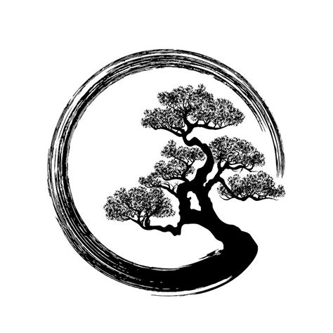 Enso Zen Circle and Bonsai Tree Digital Art by Lioudmila Perry
