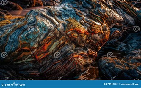 Smooth Rock Formation, Multi Colored Reef Underwater Generated by AI Stock Illustration ...