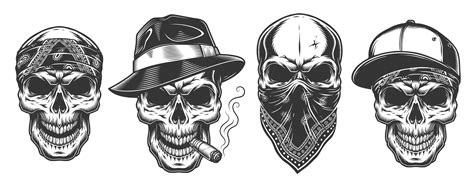 Gangster Skull Tattoo Designs