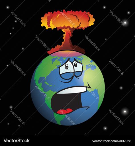 Nuclear weapon exploding on cartoon earth Vector Image