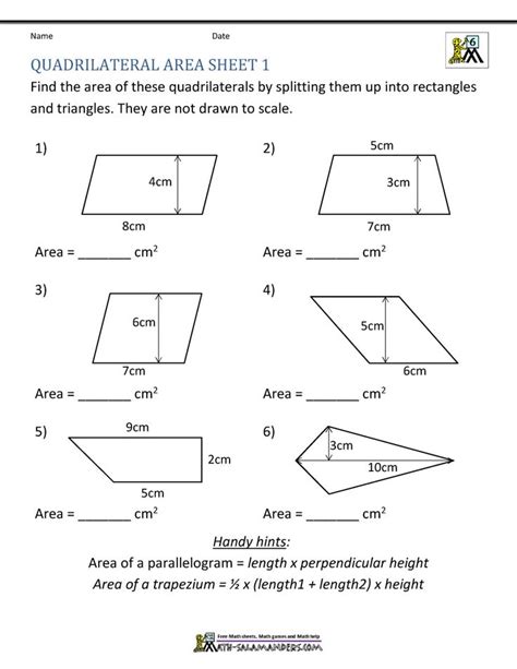 Area Of Parallelogram Activity For Grade 4