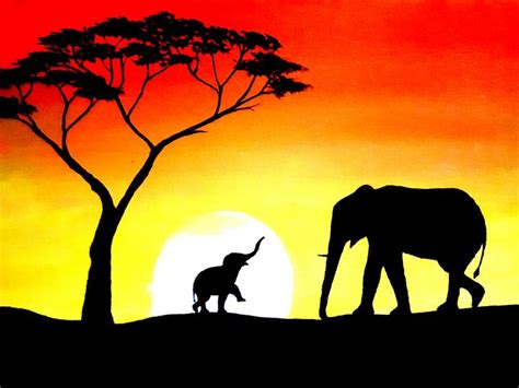 Mother and baby elephant - SL Art Gallery - Paintings & Prints, Animals, Birds, & Fish ...